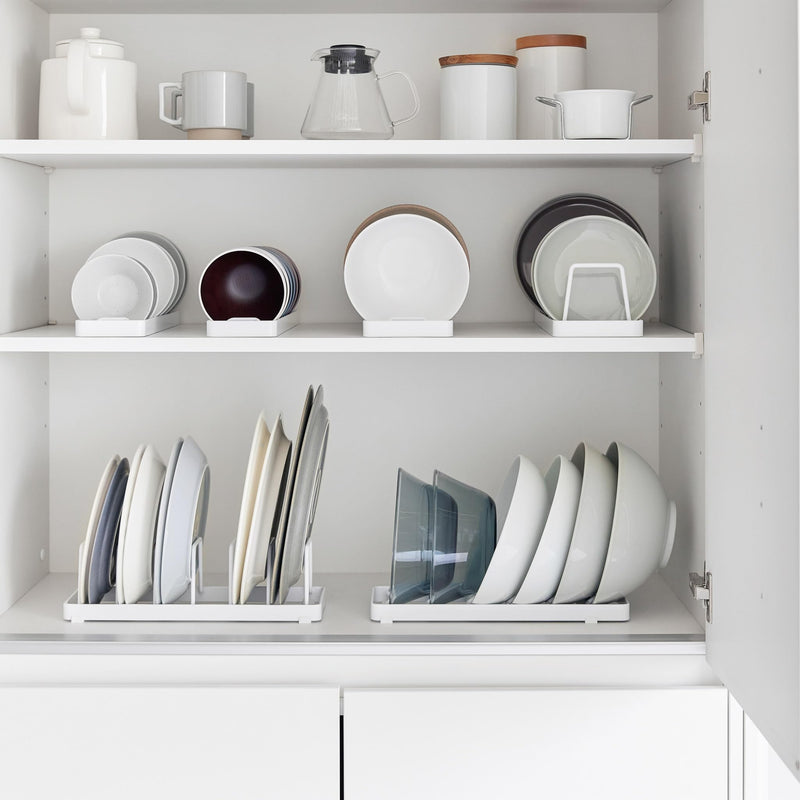 Yamazaki 1373 Tower Bowl Storage L, White, Steel, Minimalist 32 x 11 x 2.5 cm (L x W x H) | Steel, with non-slip silicone feet, organizer for shelves and drawers, 11 x 32 x 2.5 cm, Japanese design