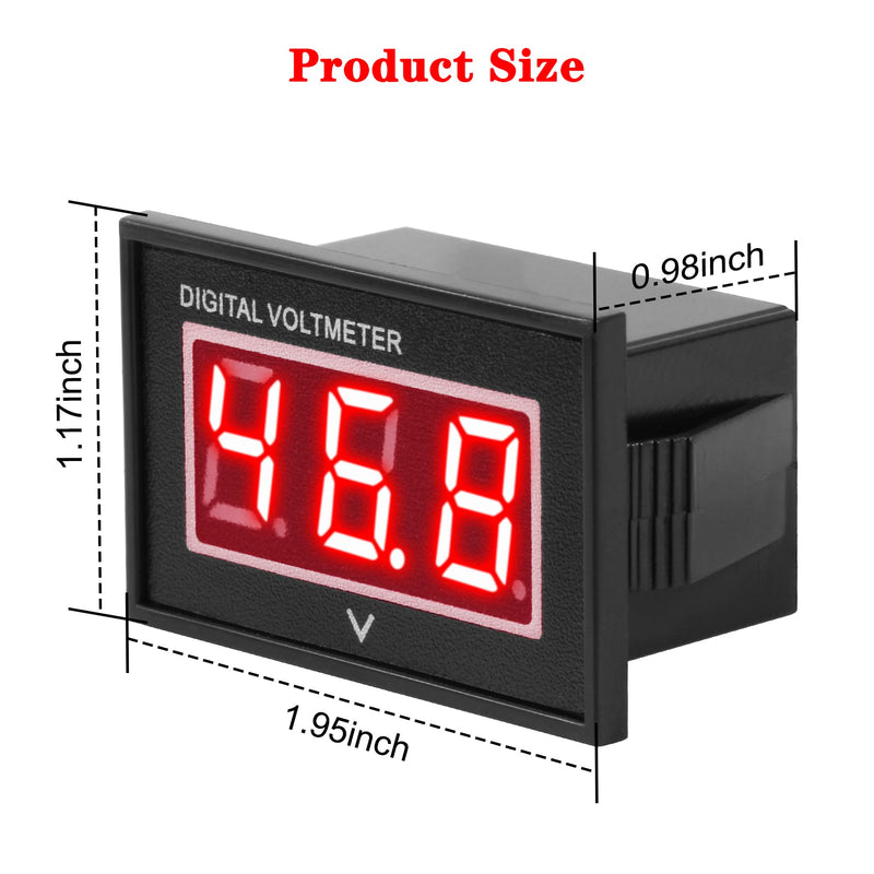 HUSUKU 12V 24V 36V 48V LED Digital Volt Meter Battery Meter Gauge led Voltage Display for Golf Cart Club Car EZGO Yamaha (Red) Red