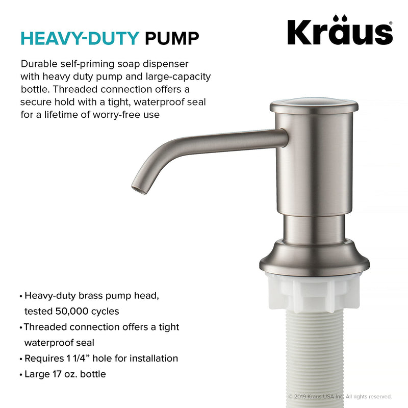 KRAUS Kitchen Soap and Lotion Dispenser in Spot Free Stainless Steel, KSD-80SFS Traditional Style