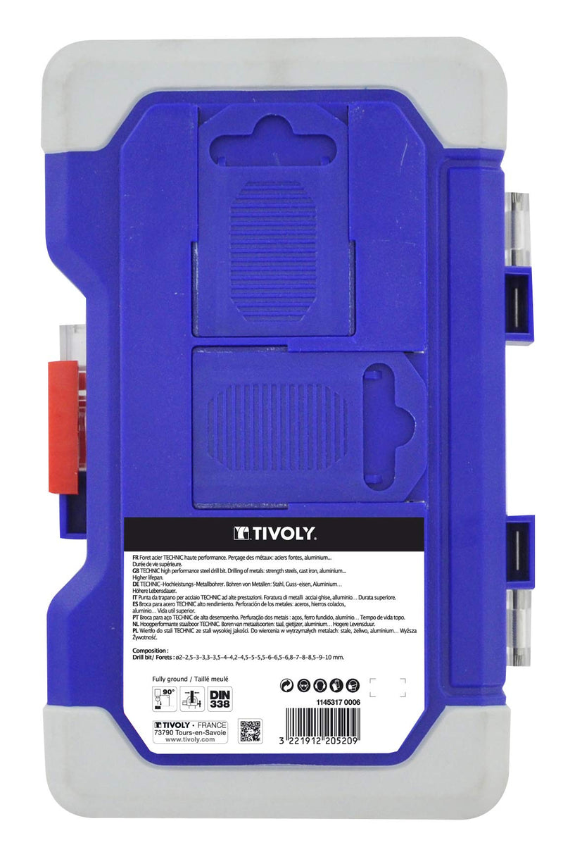 TIVOLY - Coffret Forets Métaux Haute Performance - Pour Perçage Métaux, Cuivre, Aluminium, Fonte, INOX - 18 Forets HSS Ø1/12.5" à 3/8" 18 Pieces