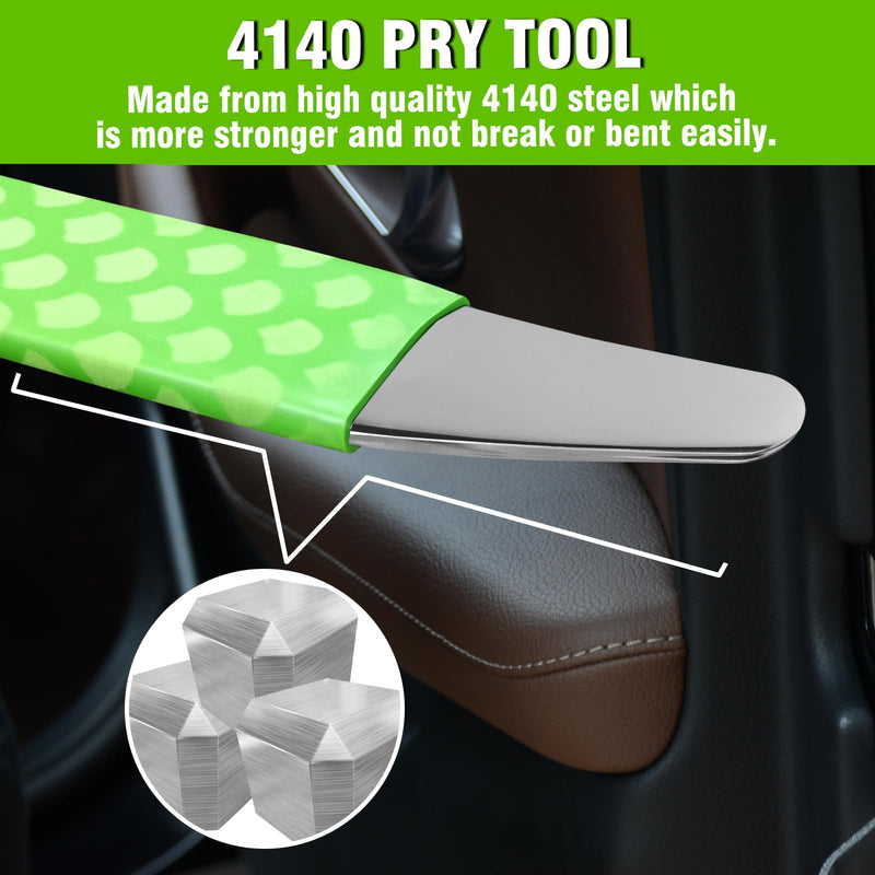 4140 Steel Pry Tool, Auto Trim Removal Tool Pry Bar for Vehicle Door Panel, Audio Radio Panel, Dashboard Repair Upholstery Tool, Pack of 1 Green