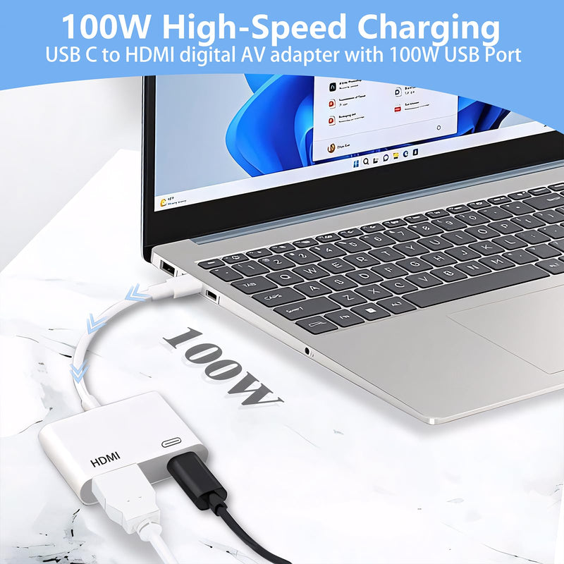 USB C to HDMI to iPhone 15 HDMI adapter to TV, 4K@60Hz USB C to HDMI Adapter with Charging Port, iPhone to HDMI to USB C Adapter Compatible for iPhone 16/15 Series/iPad Pro/Galaxy to HDTV Projector