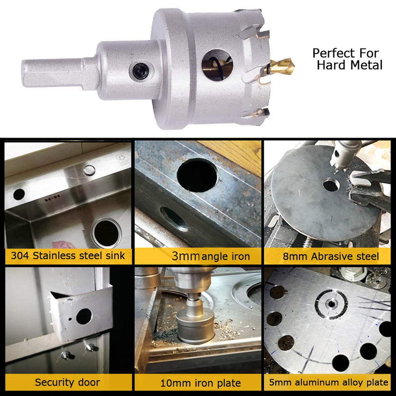 ASNOMY Tungsten Carbide Tipped Hole Saw Drill Bit for Hard Metal, 4-1/2 Inch T.C.T Hole Saw Cutter with 2pcs Titanium-Plated Pilot Drill bit for Metal, Stainless Steel, Iron, Wood, Plastic 115mm | 4-1/2''