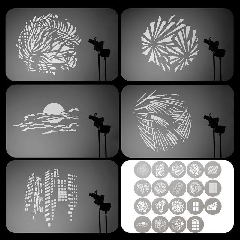 Optical Snoot Conical, Mini Snoot Photography Compatible with Zhiyun CINEPEER CX100/Ulanzi L023/Godox ML100Bi etc, Spotlight GOBO Projector Attachment, 19 Gobos Z&U&G Mount