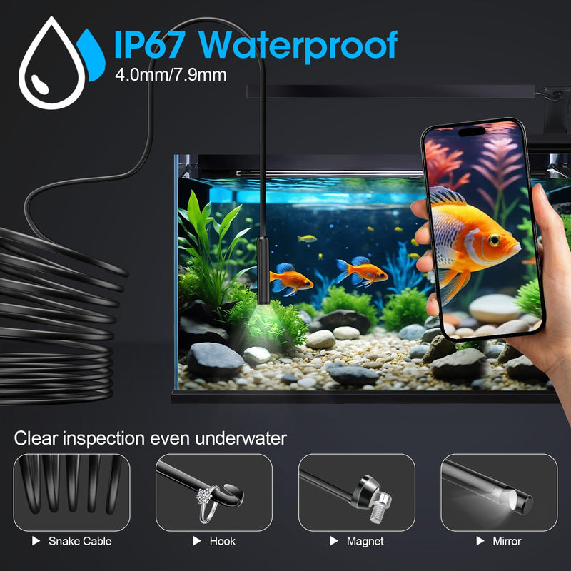 Endoscope Inspection Camera Semi Rigid Snake Cable Endoscope 1920P HD Dual Lens Endoscope Camera with Light 5 m single lens