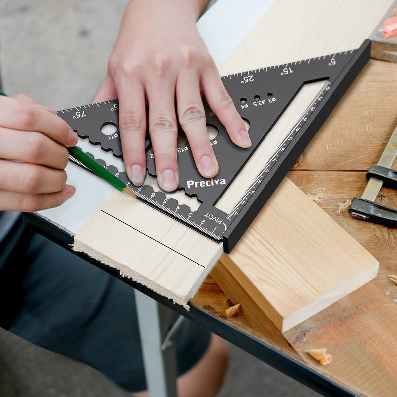 Carpenter's square, multifunctional stop square, metal, aluminum ruler, angle guide, 18 cm, carpenter's square, carpenter's square, protractor, stop square, 45 and 90 degree angle, marking ruler