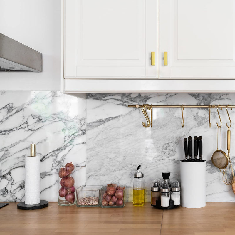 Ravinte 25 Pack Gold Cabinet Handles Brushed Brass Square Cabinet Pulls Gold Hardware for Kitchen Cabinets - 2 Inch Total Length