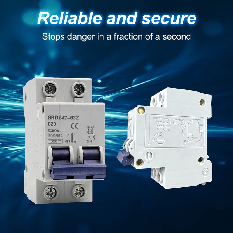 DC circuit breaker mini, 2P 1000V circuit breaker 20A, DZ47-63Z PV system DC circuit breaker, automatic circuit breaker