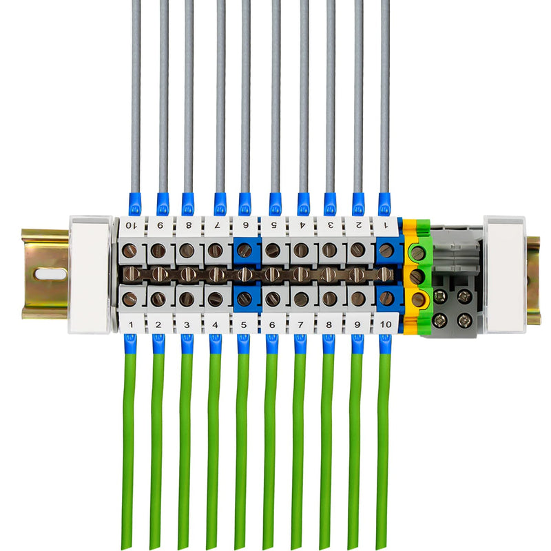 SRJQXH DIN rail terminal blocks UK/10N, 10mm² rail connection block kit with 20cm rail and terminal block accessories, feed-through terminal kit with for production automation, circuit conversion UK-10N