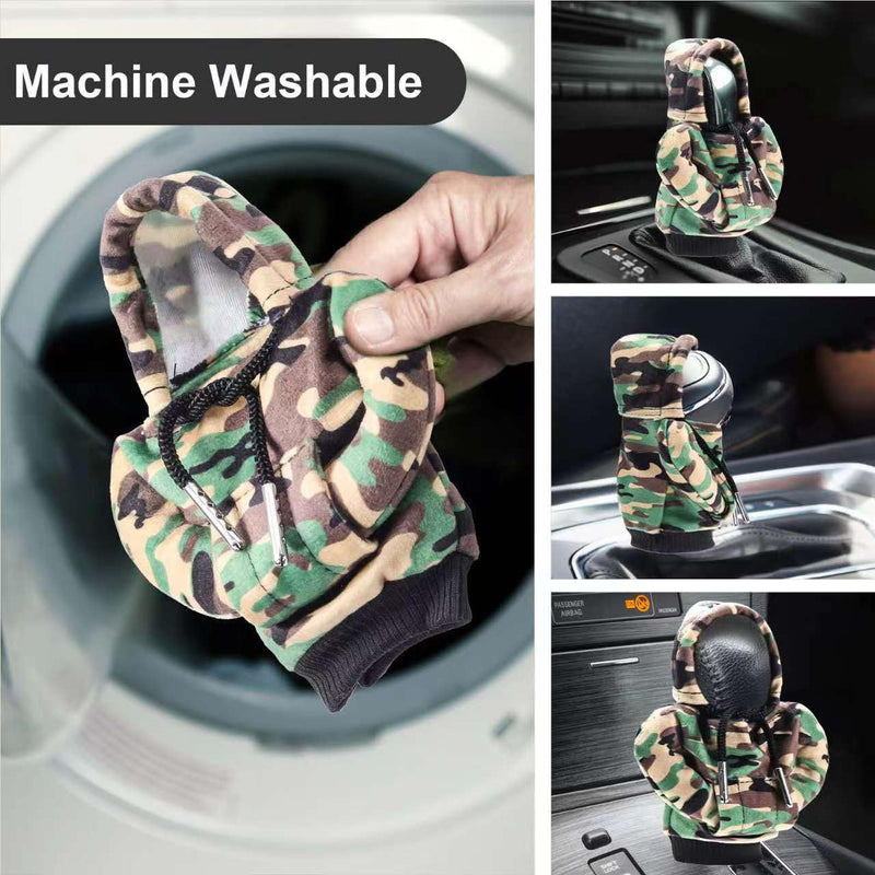 Gear Shift Hoodie, Universal Hoodie Car Gear Shift Cover, Funny Shifter Hoodie, 4.76 Inch Car Shifter Stick Protector Decoration(Camouflage) Camouflage