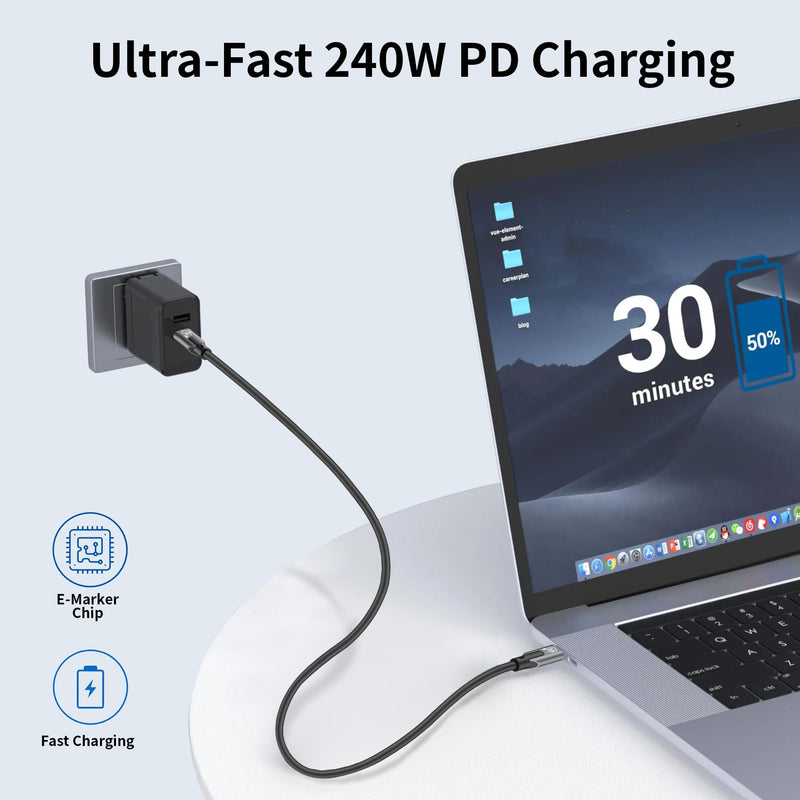 Thunderbolt 4 USB-C Cable 3FT – 40Gbps, 8K Video, 240W Charging, for MacBook Pro 2024, iPhone 16, Docking Station, USB4/Thunderbolt 3