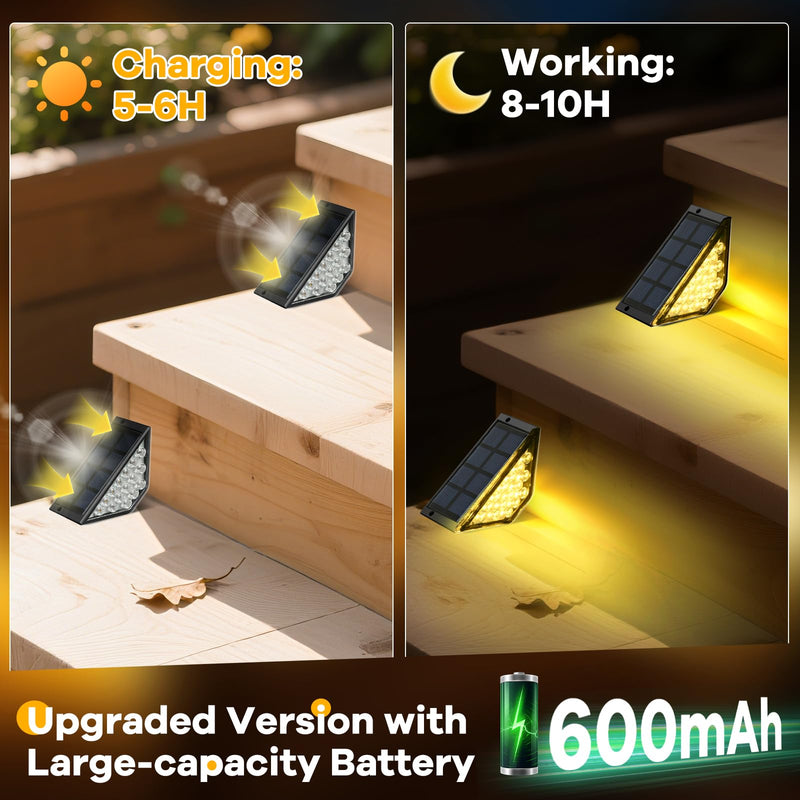 Solar Step Lights for Outside, Solar Stair Lights Outdoor Waterproof, Deck Step Lights for Fence, Patio, Yard, Porch, Front Door, Sidewalk, Garden, Patio Decor (Warm White,12 Packs) 12