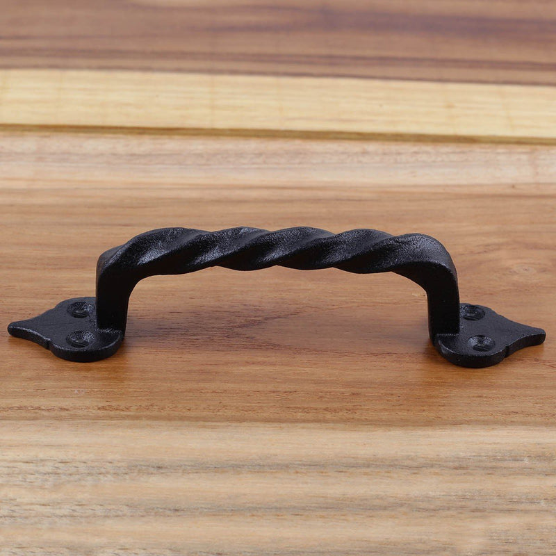 Renovators Supply Manufacturing Cabinet Handles for Cabinets and Drawers 5.8 in. Black Twisted Wrought Iron Cabinet Pulls with Mounting Hardware Black Twisted 5.8" Pack of 1
