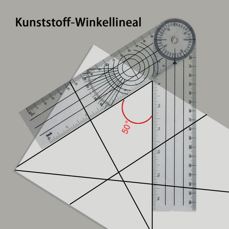 Goniometer 360° Protractor PVC, Medical Protractor Physio | Transparent 360° protractor for physiotherapy, sports therapy and home work for easy angle measurement.