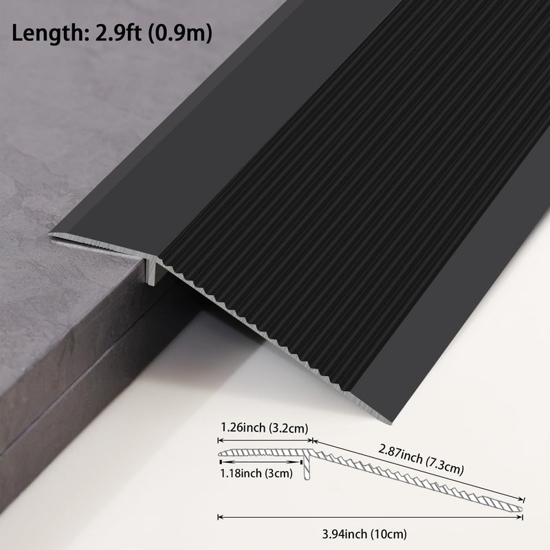 Gaahing Aluminum Floor Transition Threshold Strip, Bridge the Height Gap Between 0.3 to 1.6 inches for Doorway Ramp (35.4in x 3.9in, Matte Black) 35.4in x 3.9in, Matte Black