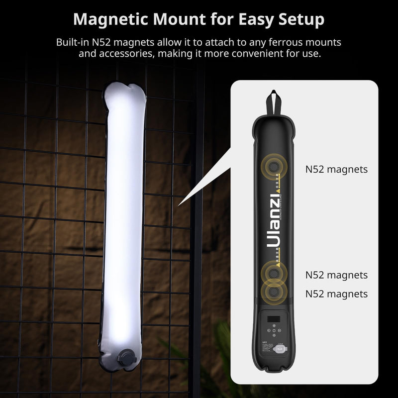 Ulanzi UA12 Bi-Color Inflatable Tube Light, Foldable LED Video Light for Photography, 2700K-6500K, 12W 2500mAh Rechargeable Photography Light Bar 1/4" Mount LED Lighting Wand Stick for Video Shooting 12W Bi Color