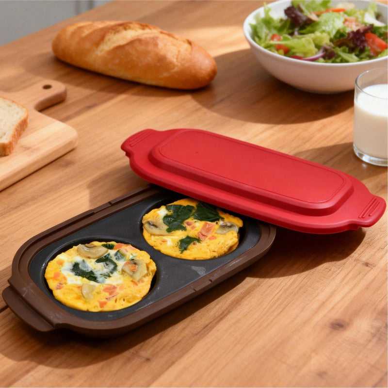 Microwave Egg Cooker, Microwave Egg Poacher | Cooker & Fryer for Breakfast Sandwiches | Maker for 2 Eggs | Dishwasher-Safe & BPA-free, Save Time,Portable for Home,Travel,Gifts Red