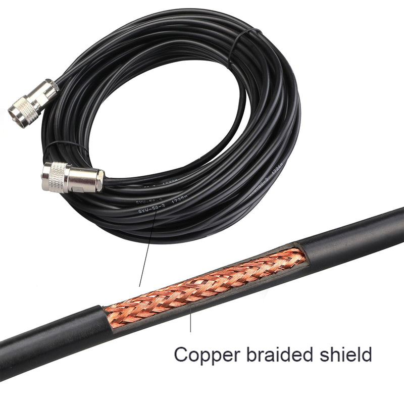 Retevis Coaxial Cable Low Loss Pure Cupper Coax Extend Cable with SL16 Connector Compatible RT97 Repeater Two Way Radio Ham Radio (15 Meters, 1 Pack)