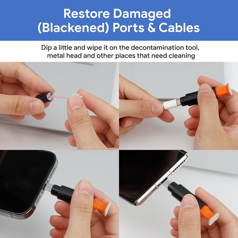 iPhone Cleaning Kit iPhone Cleaner,12 in 1 Port Cleaner Repair & Restore Tool for AirPod iPhone 15 14 13 12 11 Pro Max/X/XS/XR 7 8 Plus iPad Samsung Galaxy Lightning and USB C Charging Port, Cables Black