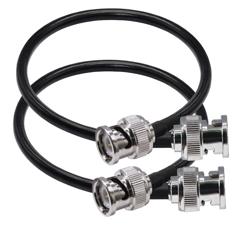 RG58 BNC Cable 50 ohm BNC Jumper, 12 inch (30cm) Low Loss BNC Male to BNC Male Extension Coax Cable for Antenna Analyzer, CB Radio, Security CCTV Camera(2pcs) 0.98 ft-2PCS