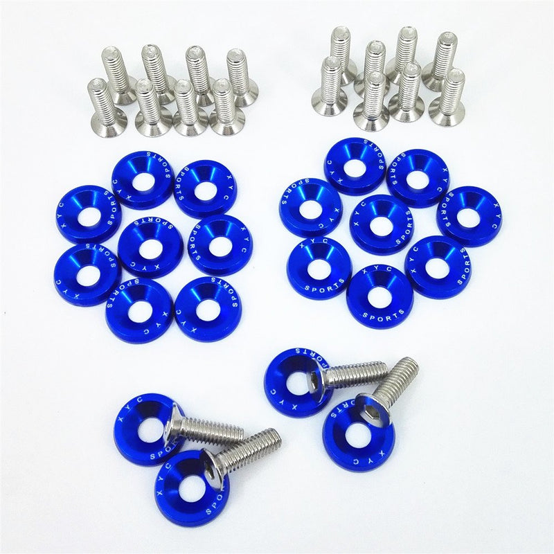 20 PCS XYC Sports Billet Aluminum Fender Washer Engine Bay Dress Up Kit CNC Billet Aluminum Fender Washer Engine Bay Dress Up Kit (Blue) Blue