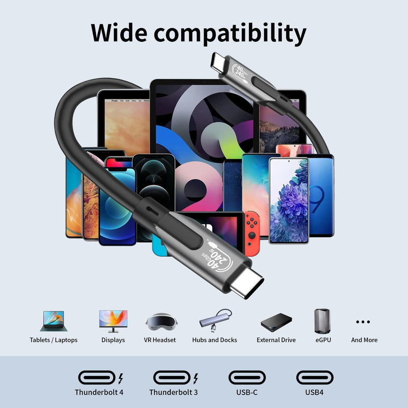 Thunderbolt 4 USB-C Cable 3FT – 40Gbps, 8K Video, 240W Charging, for MacBook Pro 2024, iPhone 16, Docking Station, USB4/Thunderbolt 3