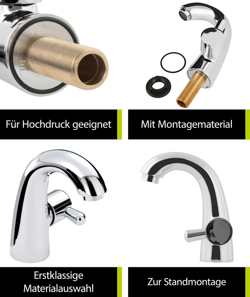 'aquaSu® Premium cold water tap with water-saving mixing nozzle, side operation, bathroom pillar valve, single-lever mixer with ceramic cartridge, round spout, cold water valve, brass, chrome, 796200 chrome - Primo