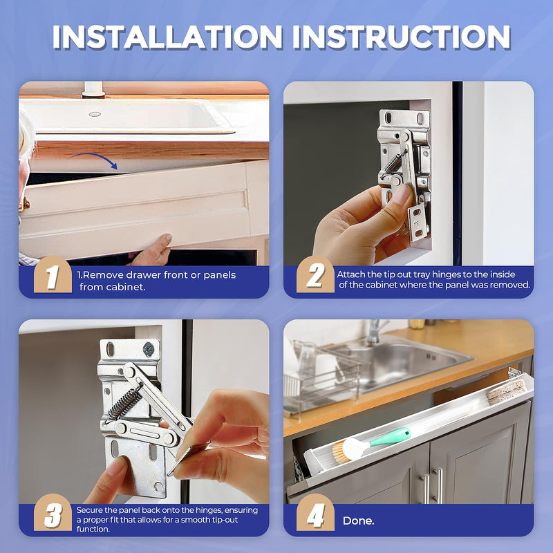Ravinte 3 Pair Tip Out Tray Hinges Kitchen Cabinet Hinges Self Closing Cabinet Door Hinges Kitchen Cabinet Door Satin Nickel Durable Easy Install Bathroom Sink Front Drawer Hardware