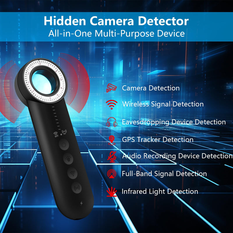 2025 Latest Upgraded Version Hidden Camera Detectors, 5 Levels Sensitivity Camera Detector Spy Camera Finder, Hidden Bug and Camera Detector, GPS Tracker Detector for Car, Home, Travel, Hotel, Office