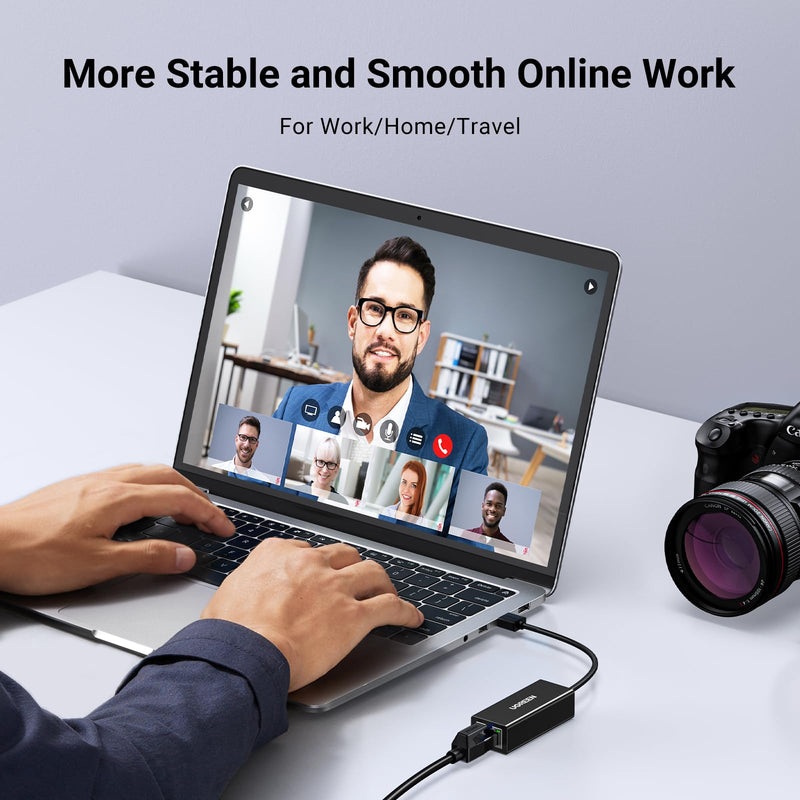 UGREEN USB to Ethernet Adapter 100 Mbps Bundle with Cat 8 Ethernet Cable 3FT Flat High Speed 40Gbps 2000Mhz Internet Cable