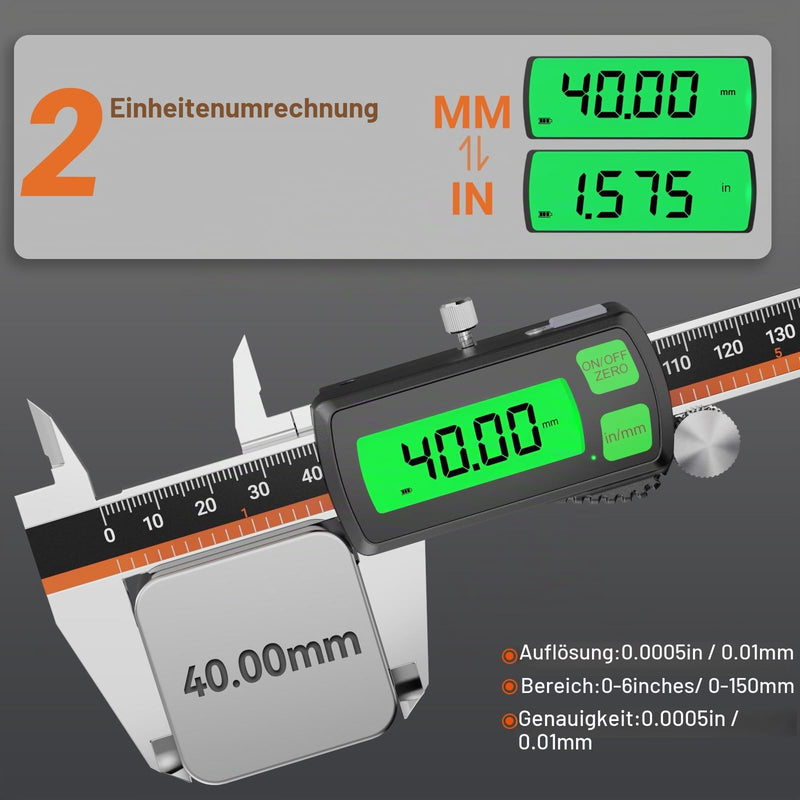 Preciva Digital Caliper 150mm Rechargeable | Backlit | Touch Screen Digital Calliper with High Quality LCD Display Electronic Caliper