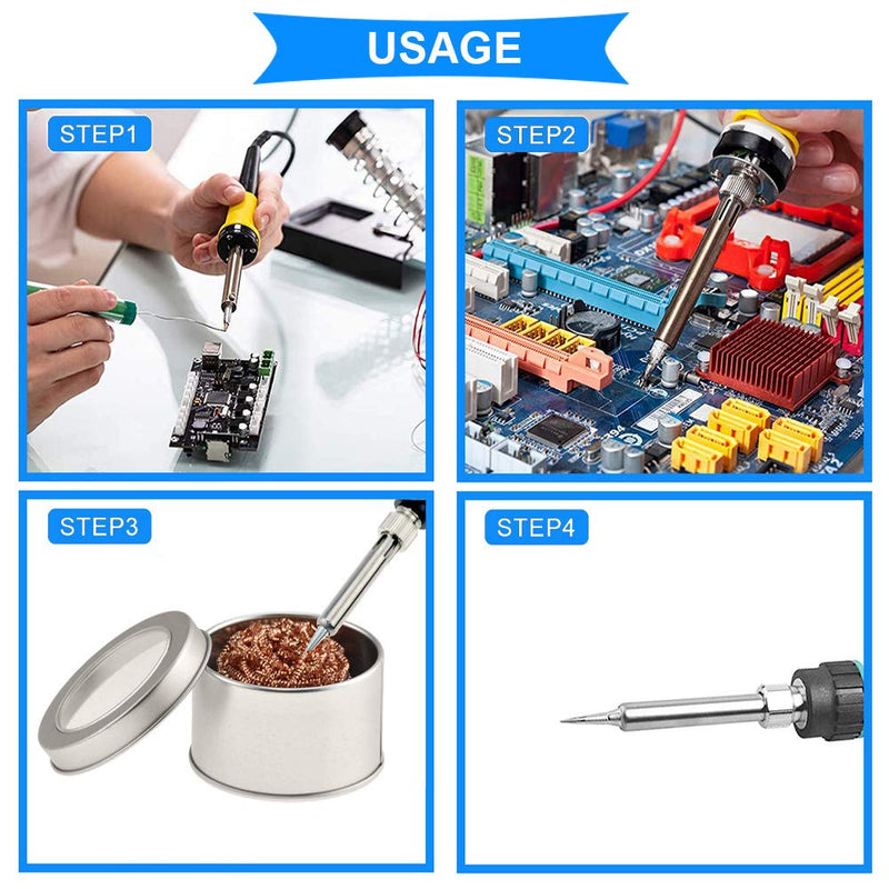 Youmile Soldering Tip Cleaner Kit Soldering Iron Tip Cleaner with 5 Piece Brass Ball Wire, Desoldering Pump, 2 Piece Replacement Nozzle, 2 Hour Heat Resistance Hose, 2 Hour Sponge 14 Pieces
