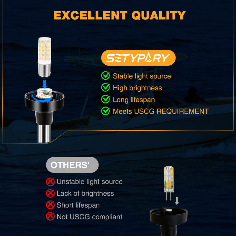 12 Inches Stern Light Boat Anchor Light LED, Marine Navigation Lgihts Waterproof IP67, 3 Nautical Mile Visibility White Fold Down Boat Lights for Pontoon, Jon Boats, Small Boats (12~24V) 12 Inches