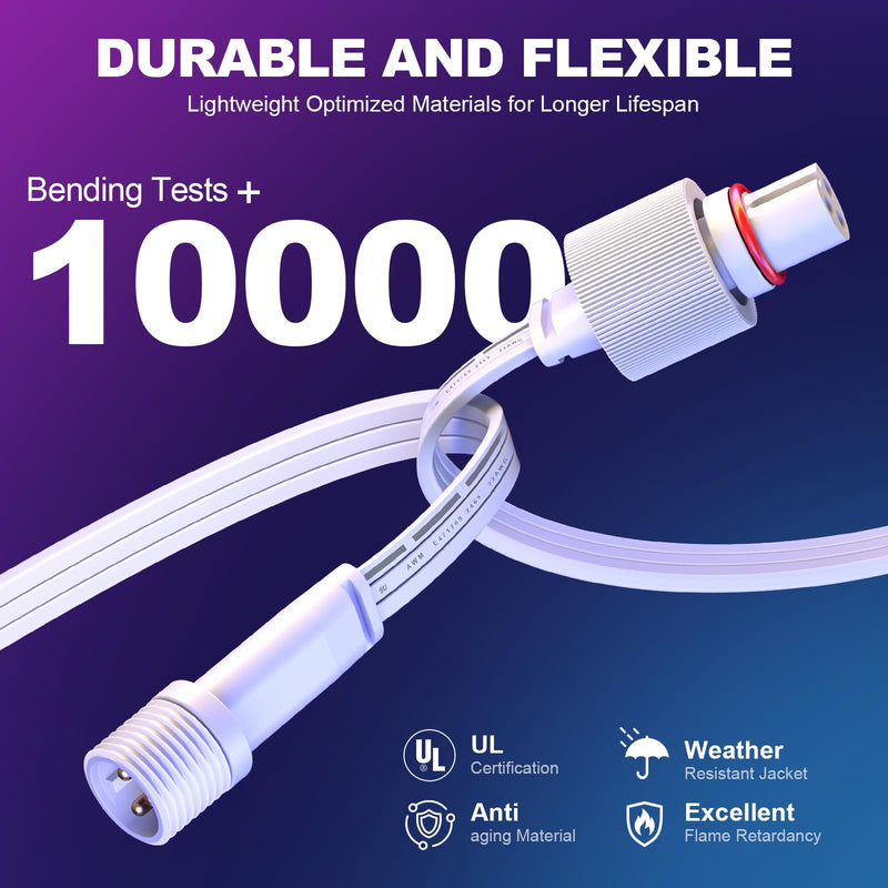 6.2Ft 2Pack Extension Cable for Go-vee Permanent Outdoor Lights Pro, Y-Shaped Cable Waterproof Extension Cord Compatible with Go-vee H706A H706B H706C