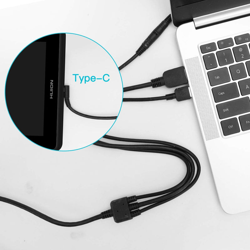 HUION 3-in-1 Cable CB01 | Only Compatible with KAMVAS Pro 16/12/13 Drawing Tablet with Screen