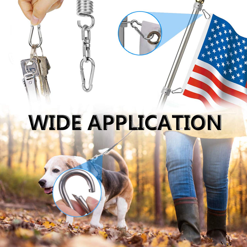 Spring Snap Hooks, 304 Stainless Steel Metal Clip Heavy Duty Rope Connector Small Snap Clamp Key Chain Link Buckle for Hammock Swing Set Outdoor Travel Camping Fishing Hiking 1.97inches(m5)-24pcs