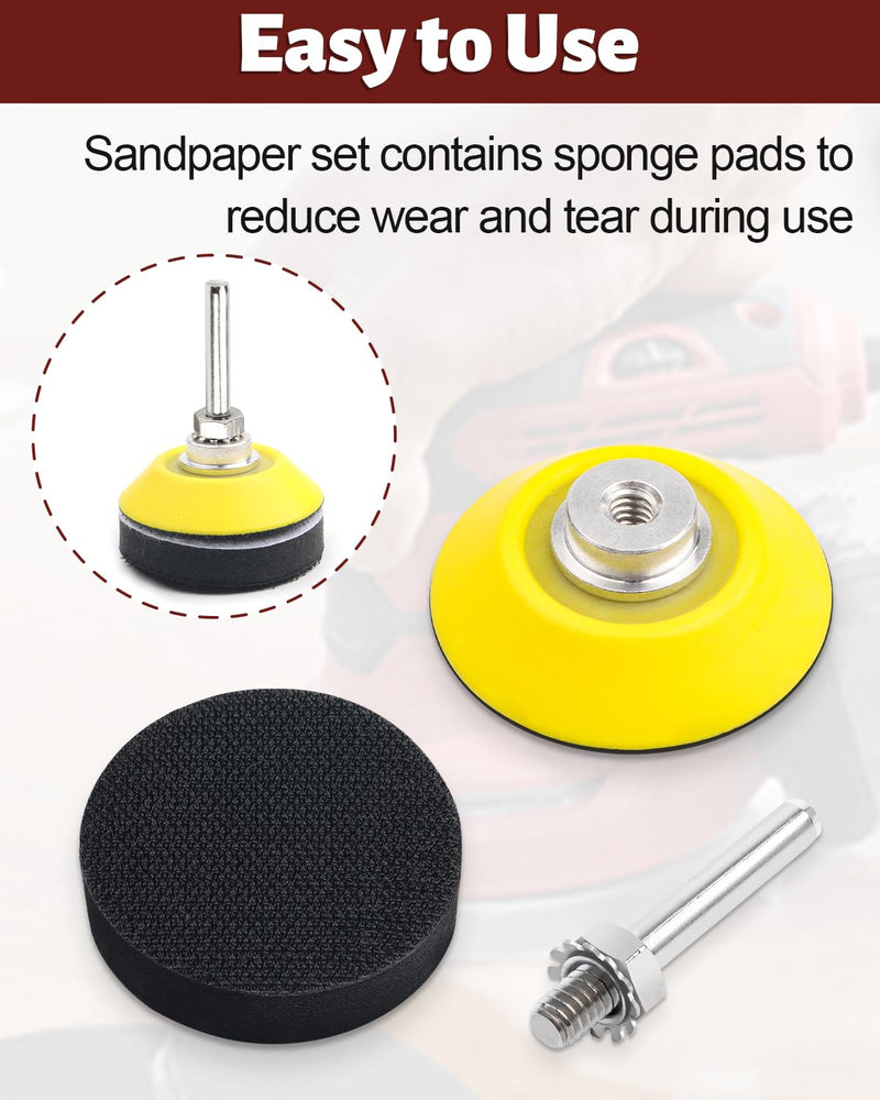 JatilEr 80 pieces sandpaper 50 mm Velcro, 2 inch round sanding pads grit P40 P60 P80 P100 P120 P180 P240 P320 eccentric sander sanding discs pad kit polishing pad adapter for polished car metal wood 80 pieces P40-320 + polishing pad adapter