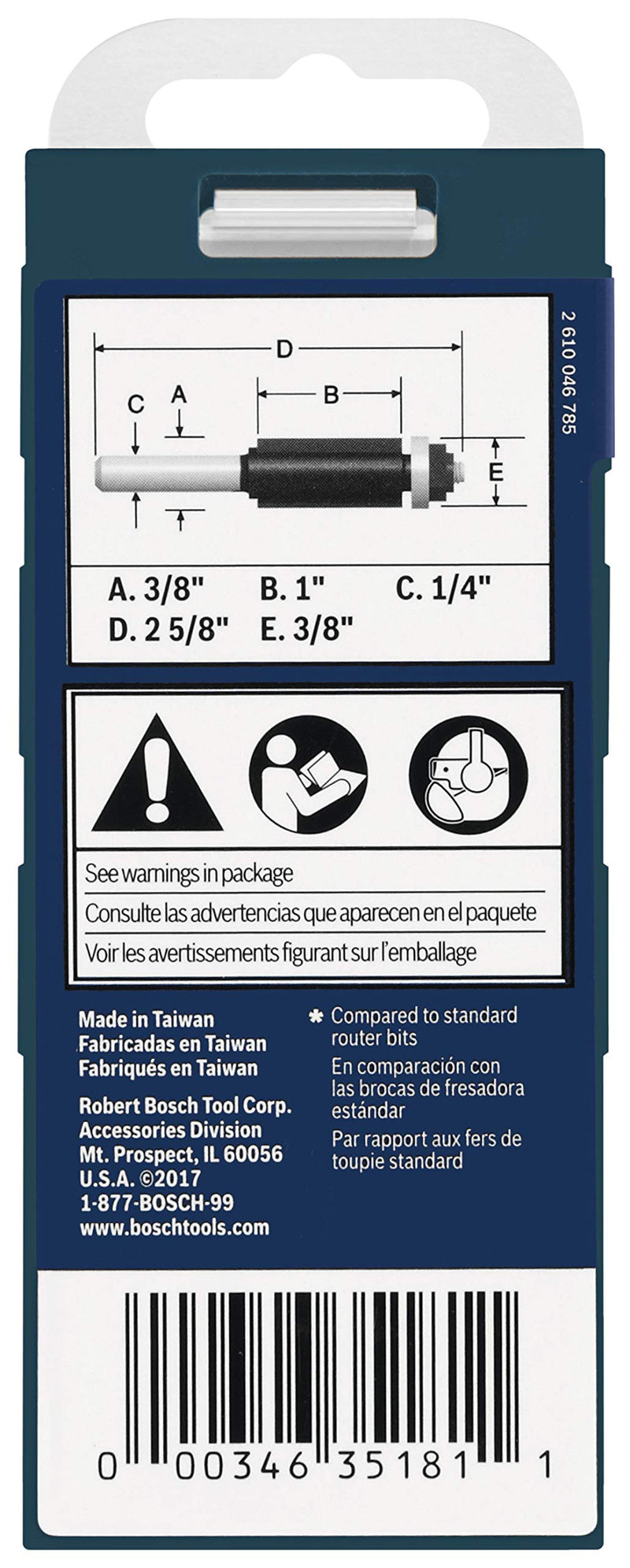 Bosch 85268MC 3/8 in. Double Flute Laminate Flush Trimming Router Bit