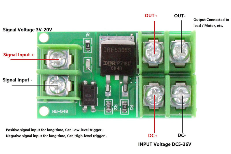 DollaTek Input 3V-24V Output 5V-36V Electronic Switch Control Board Pulse Trigger Switch Module DC Control MOSFET Optocoupler