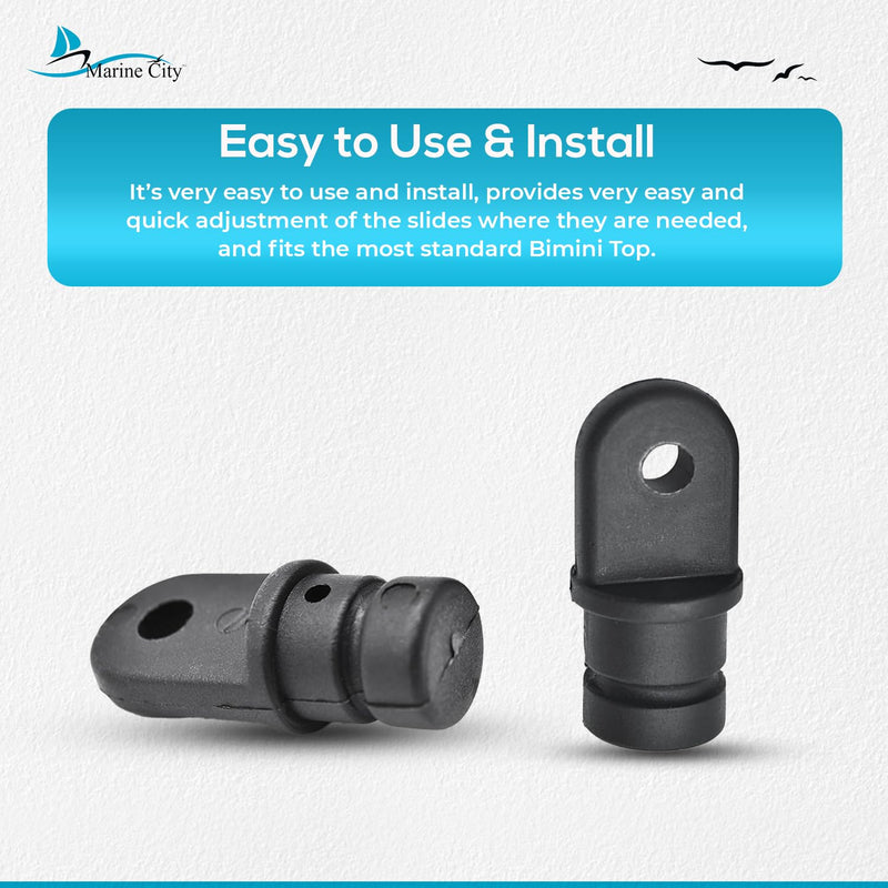 MARINE CITY Black Nylon Bimini Top Eye End Cap, Round Inside Eye End, Lightweight, Outer Diameter, Ideal for Marine, Boats, Yachts, Ships, and Hardware Accessories 7/8" 2 Pcs