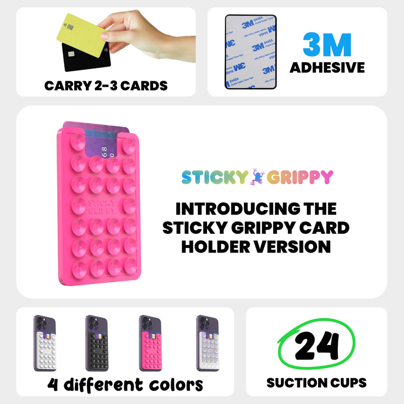 Suction Phone Card Holder Mount, Phone Wallet, Silicon Adhesive Phone Accessory for iPhone and Android, Hands-Free Mirror Shower Phone Holder, TikTok Videos and Selfies (Pink) Pink