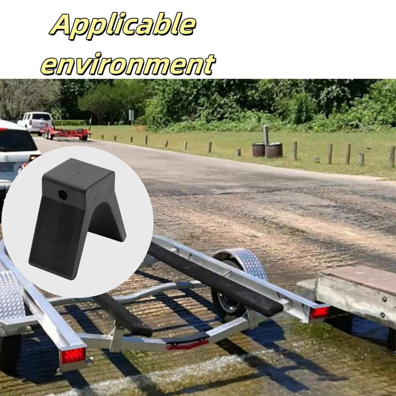 V-Shape Boat Trailer Bow Stop, 2" Width 4" V-Span Rubber Bow y Block, V-Style Trailer Roller Rubber Stoppers for Boats, 1/2 inch Mounting Holes (Non Marking Polyurethane)