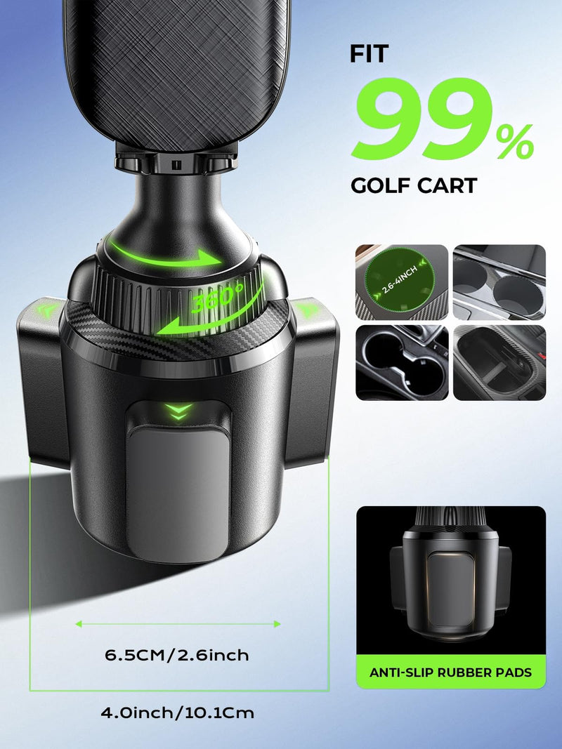 LISEN Golf Cart Phone Holder Mount, Golf Gifts for Dad Men Women, Universal Cup Phone Holder Mount for All 4.7-6.8" Cell Phones, Fit Ezgo Yamaha Club Car Accessories