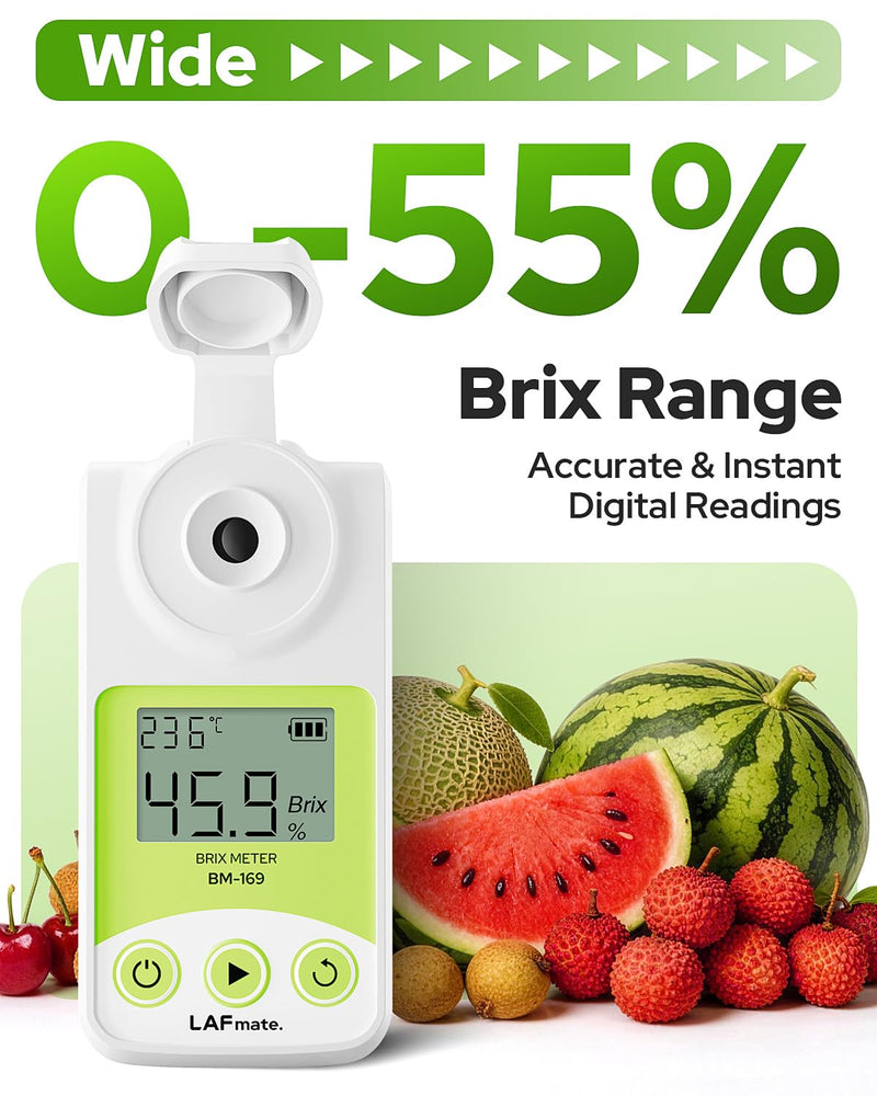 Digital Refractometer Range 0-55% Brix for Wine Making, Home Brewing, Brix Refractometer with ATC for Coffee, Juice,Fruit Brix Meter 0-55%