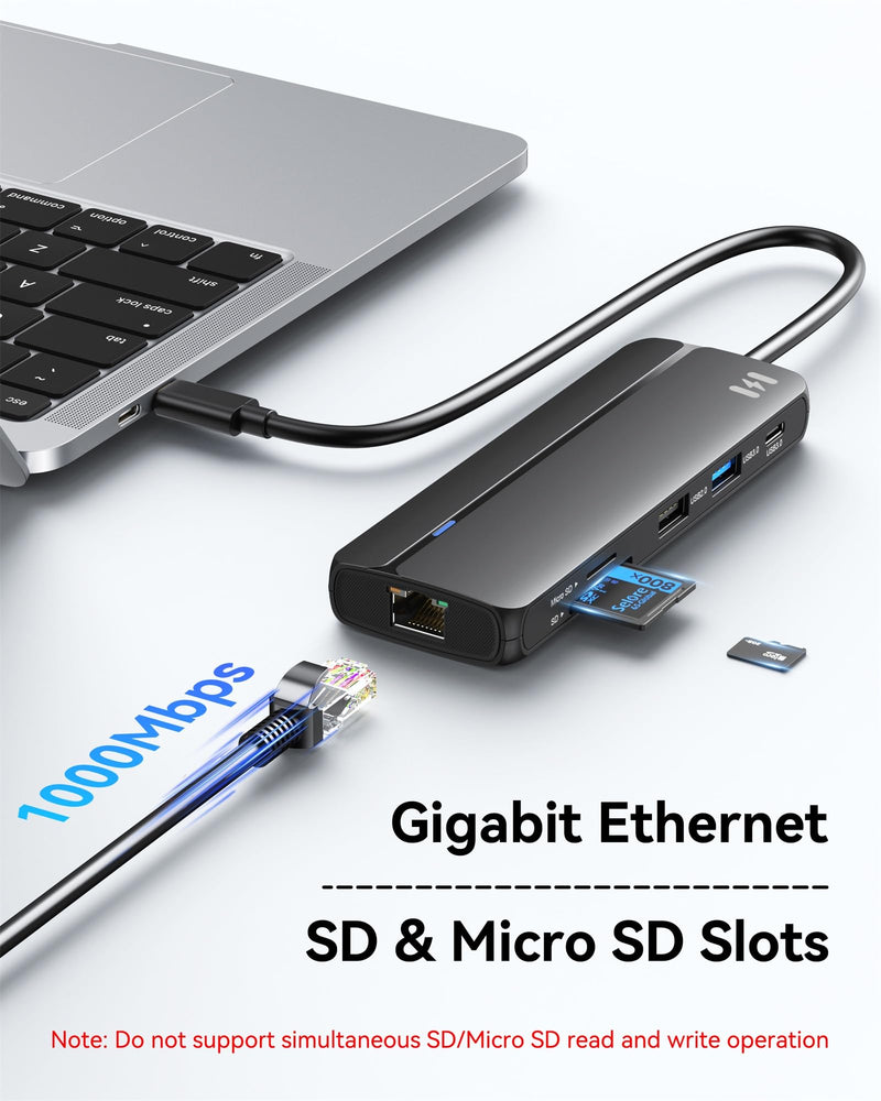 Selore Docking Station for MacBook Pro Air Windows,10 in 1 Dual HDMI Adapter for Mac Pro Air,USB C Hub for MacBook Docking Station Dual Monitor with 2 HDMI,Ethernet,PD,USB C,2 USB A,SD/TF for M1 M2 10 IN 1 MST Docking Station