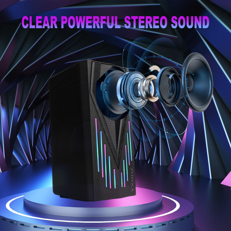 Computer Speakers, Speakers for Computer Desktop PC with Colorful RGB Lighting, USB Powered Gaming Speakers with 3.5mm Aux Cable for Monitor Laptop Tablet