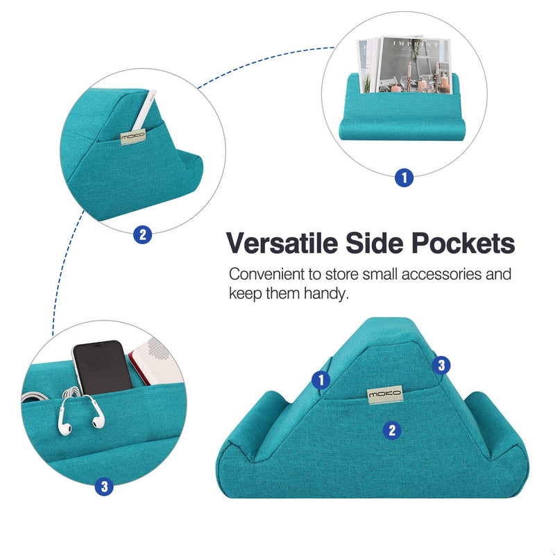 MoKo Tablet Pillow Holder, Pillow for iPad Multi-Angle Soft Tablet Stand Up to 12.9", Lap Pillow for eReaders, Books, Magazines, Fit iPad 10.2", iPad Air 3 2, iPad Pro 11"/ Pro 12.9" / 9.7" - Sea Blue