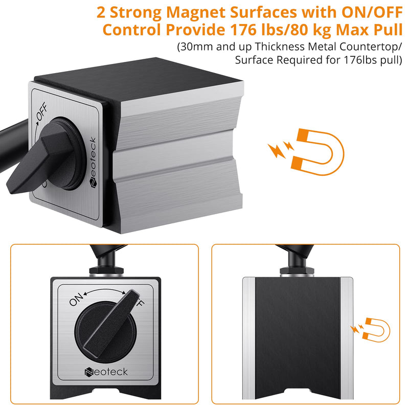 Neoteck Magnetic Tripod Measuring Stand for Dial Indicator with Central Clamping Magnetic Dial Indicator Base Made of Steel Stand Holder Measuring Tripod (80kg Max. Tensile Force)