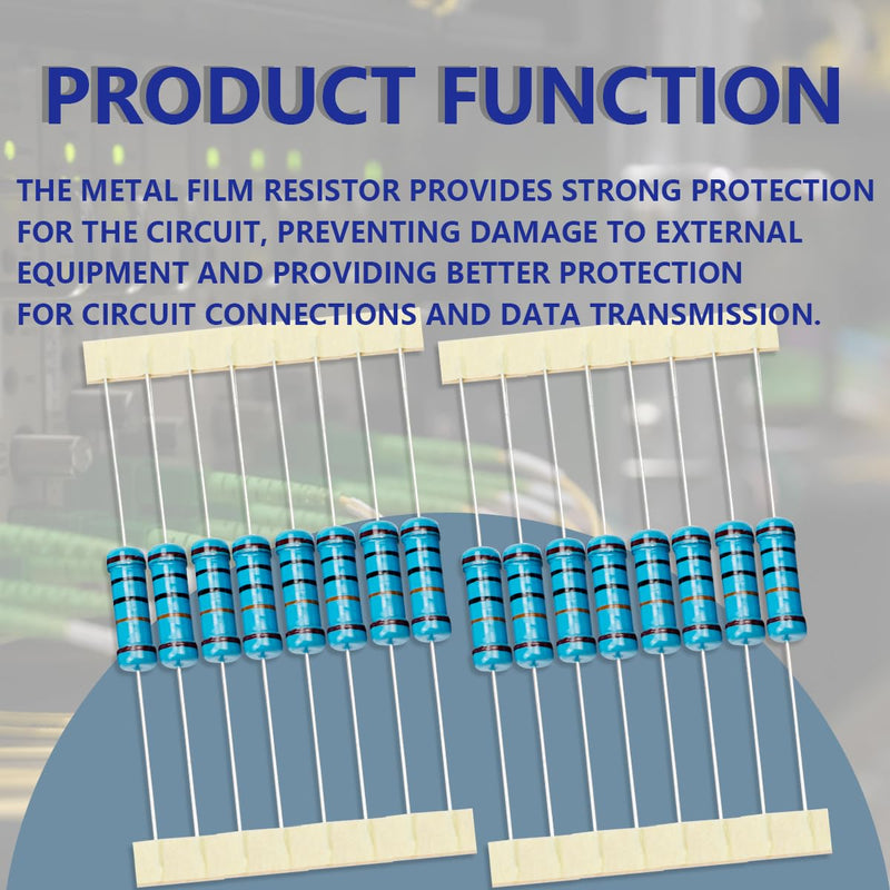 Innfeeltech 50 Pcs 2W 1% Tolerance 100K Ohm Metal Film Resistor Resistance for DIY Project and Experiments 2W 100KΩ