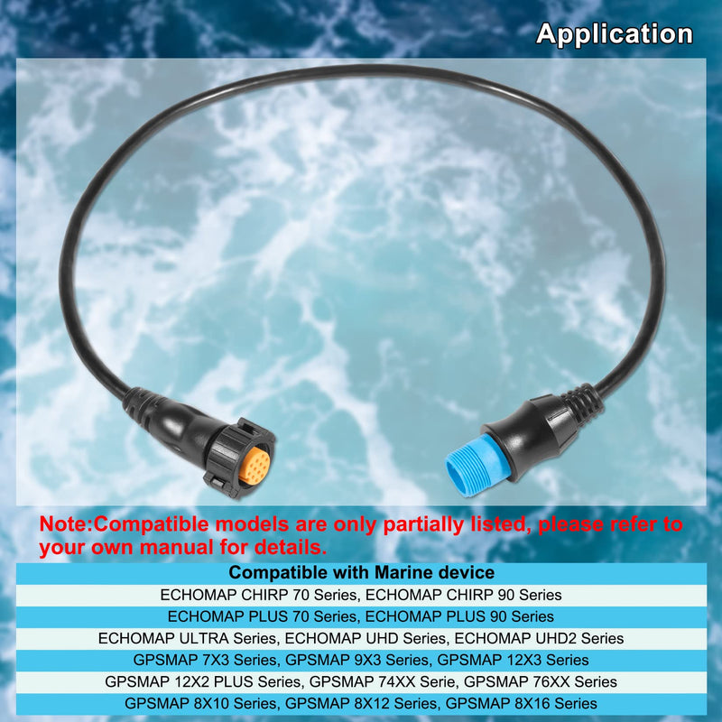010-12122-10 Adapter, 8-Pin Transducer to 12-Pin Sounder Adapter Cable XID Compatible with Garmin AIRMAR, ECHOMAP Chrip, ECHOMAP UHD, ECHOMAP Ultra, GPSMAP, Striker Transducer and Fish Finder